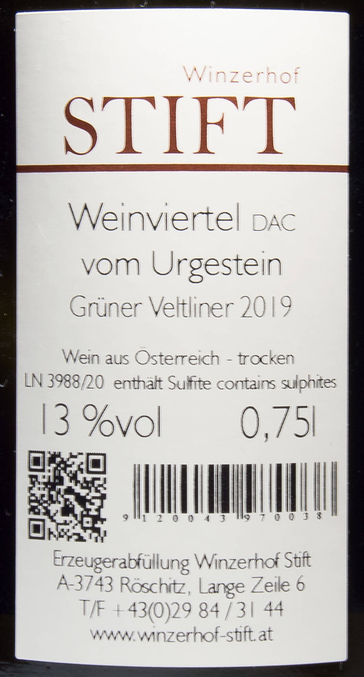 Etiketa Grüner Veltliner vom Urgestein 