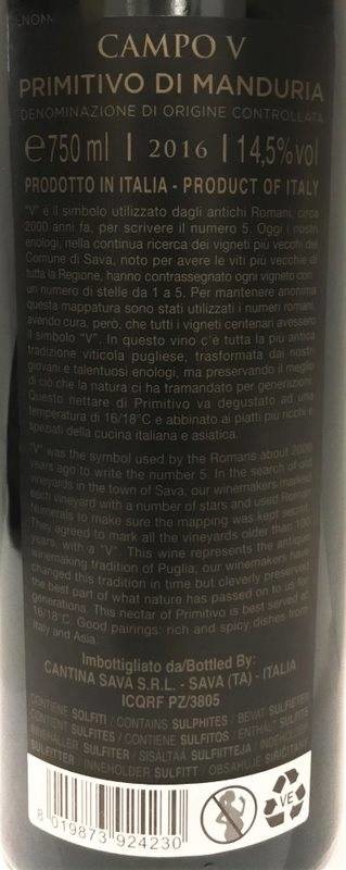 Etiketa Primitivo di Manduria \