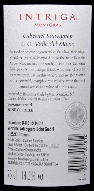 Etiketa Cabernet Sauvignon Intriga