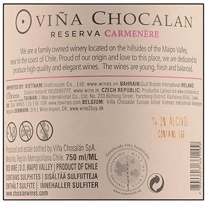 Etiketa Carmenere New Reserva