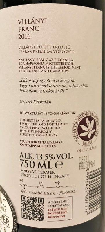 Etiketa Cabernet Franc