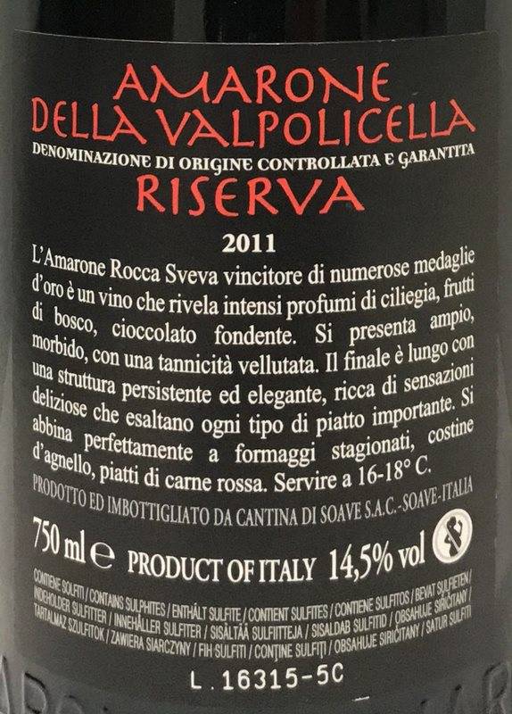 Etiketa Amarone della Valpolicella Riserva