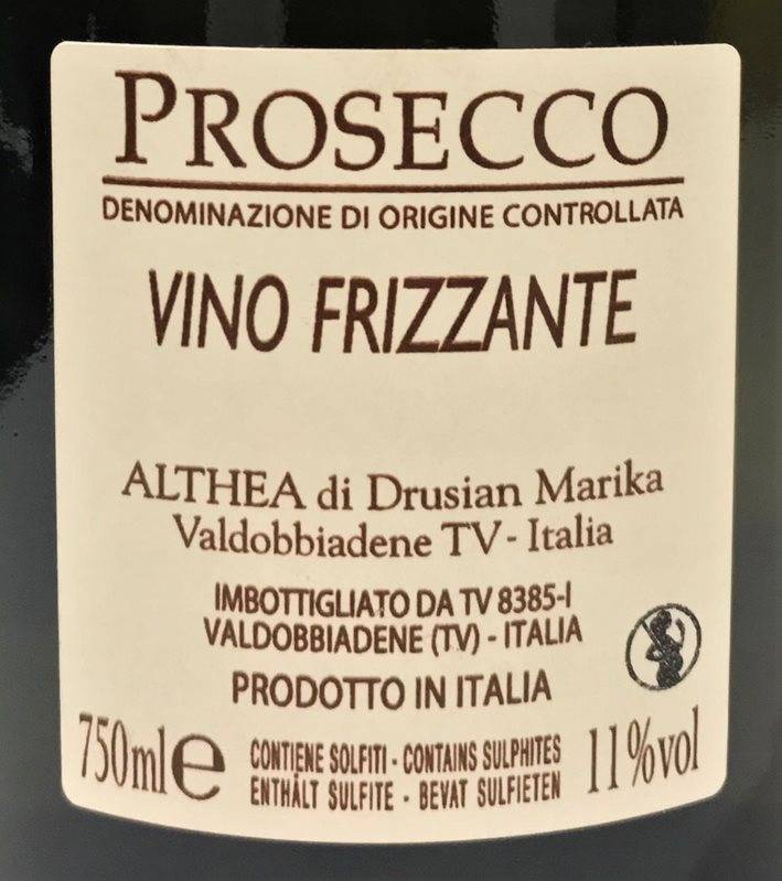 Etiketa Prosecco Frizzante Treviso