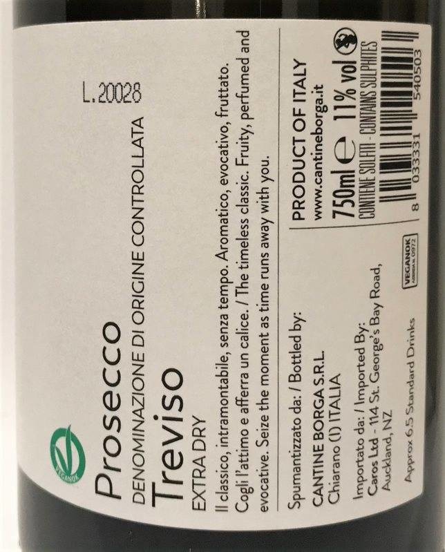 Etiketa Prosecco Spumante Extra Dry