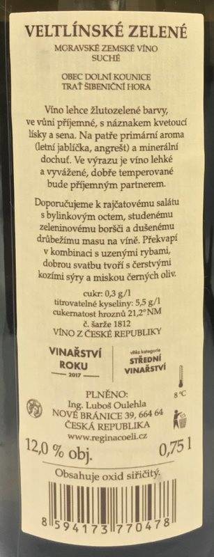 Etiketa Veltlínské zelené