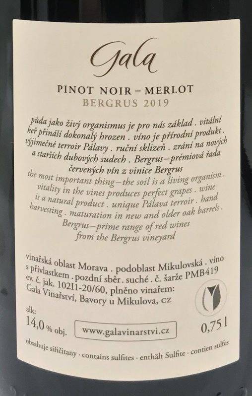 Etiketa Pinot noir - Merlot Bergrus