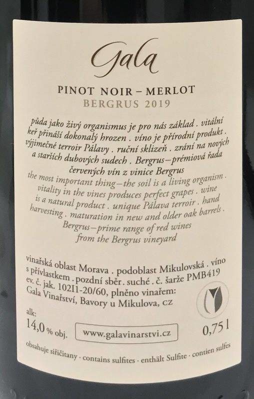Etiketa Pinot noir - Merlot Bergrus