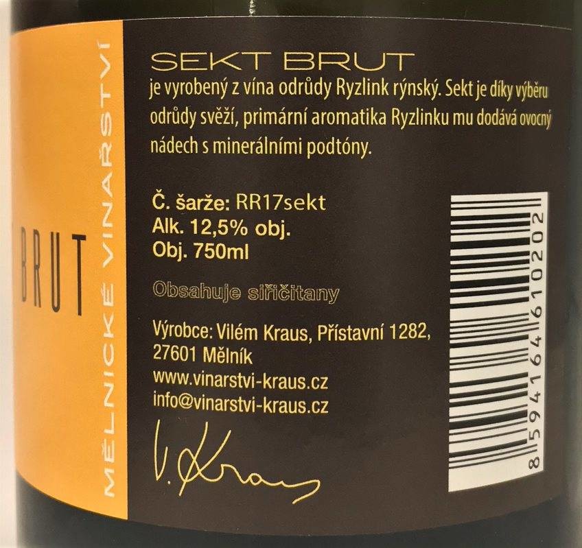Etiketa Sekt Ryzlink rýnský