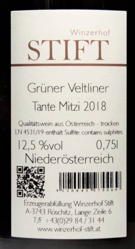 Etiketa Grüner Veltliner Tanze Mitzi