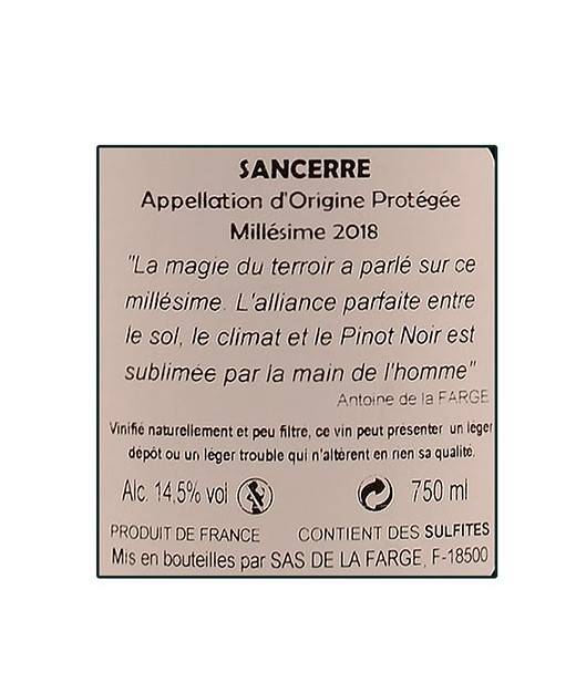 Etiketa Sancerre Rouge Pinot noir