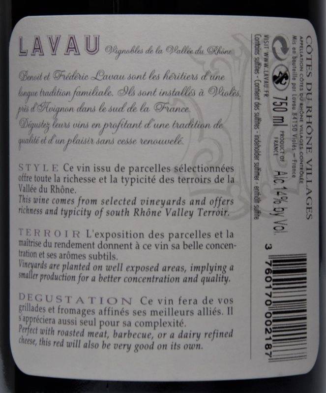 Etiketa Côtes du Rhone Villages