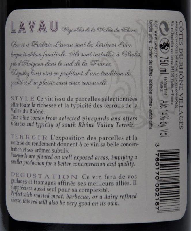 Etiketa Côtes du Rhone Villages