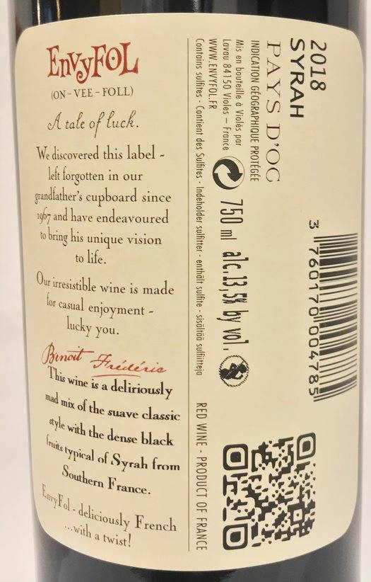 Etiketa Syrah Envyfol
