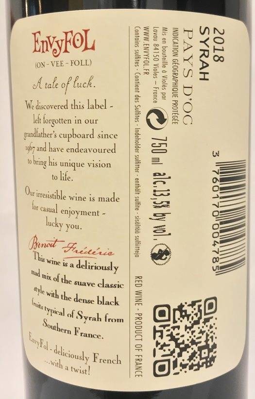 Etiketa Syrah Envyfol