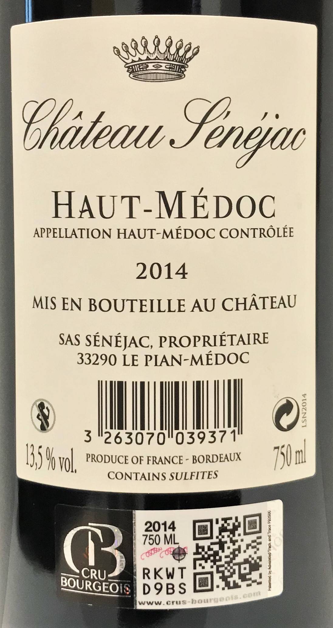 Etiketa Château Sénéjac