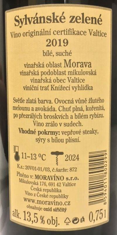 Etiketa Sylvánské zelené VOC