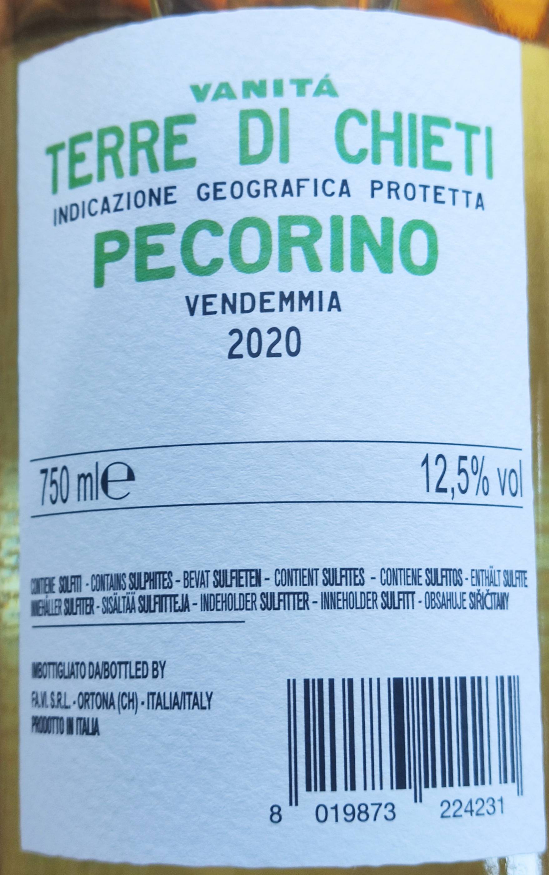 Etiketa Pecorino Terre di Chieti, Vanitá