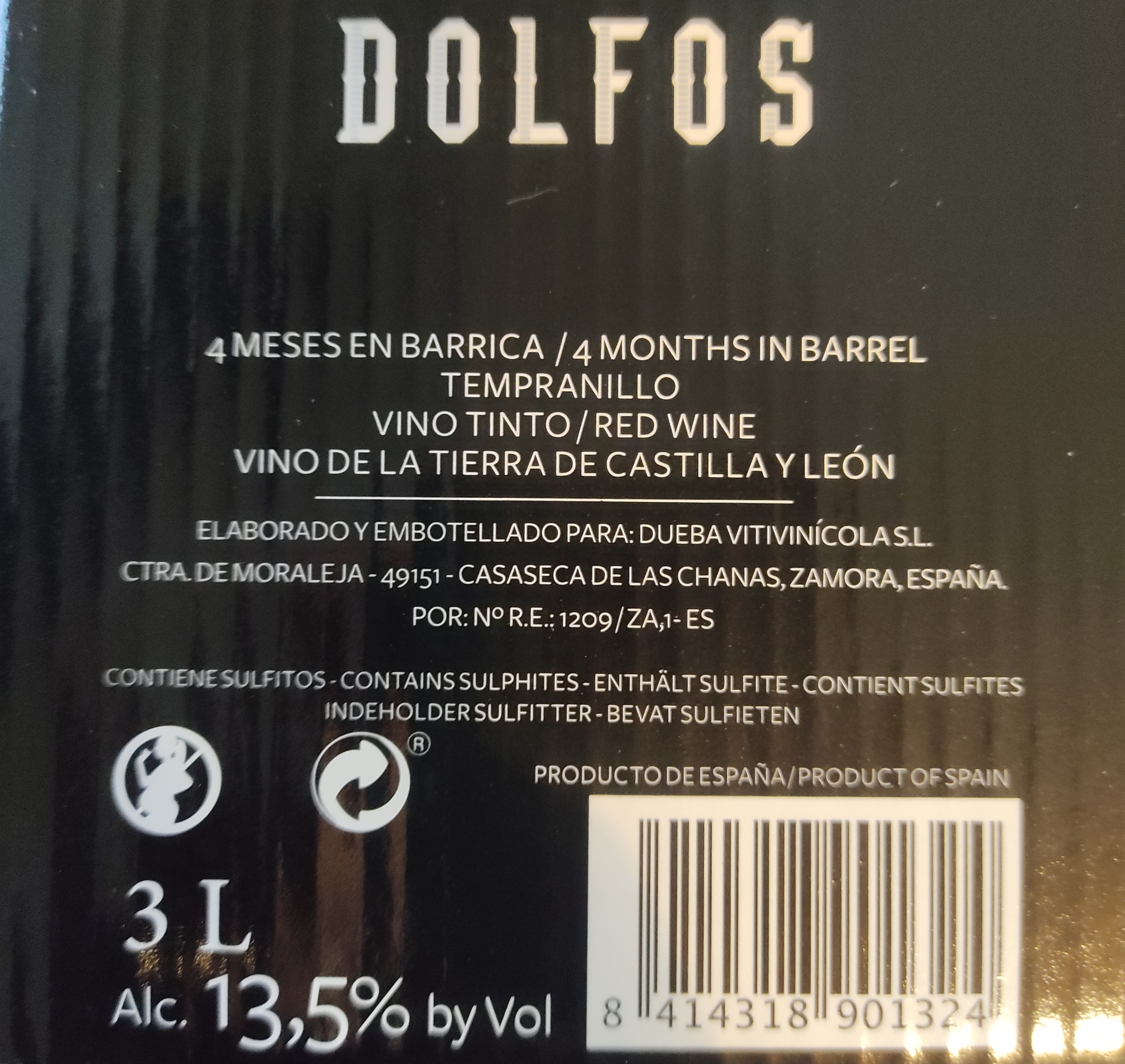 Etiketa Tempranillo Roble-bag in box, Dolfos