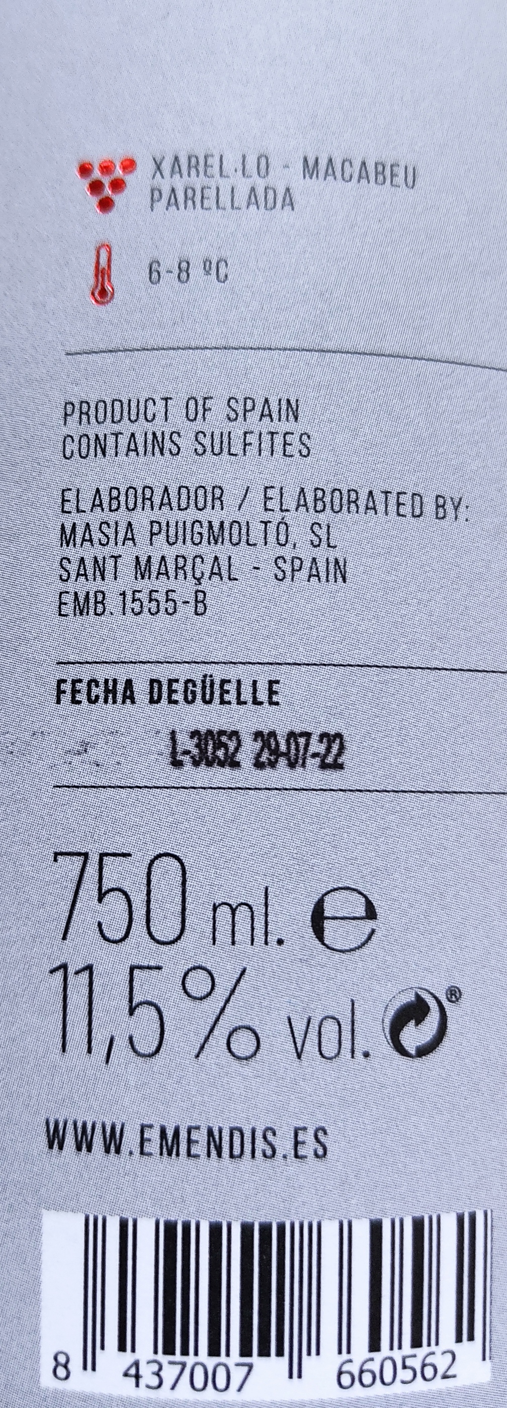 Etiketa Cabró Cava Brut Nature