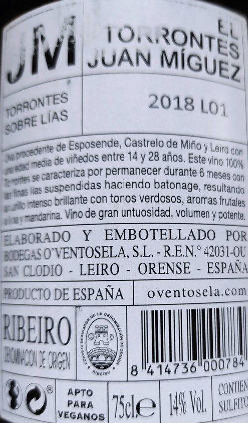 Etiketa El Torrontes-Juan Míguez