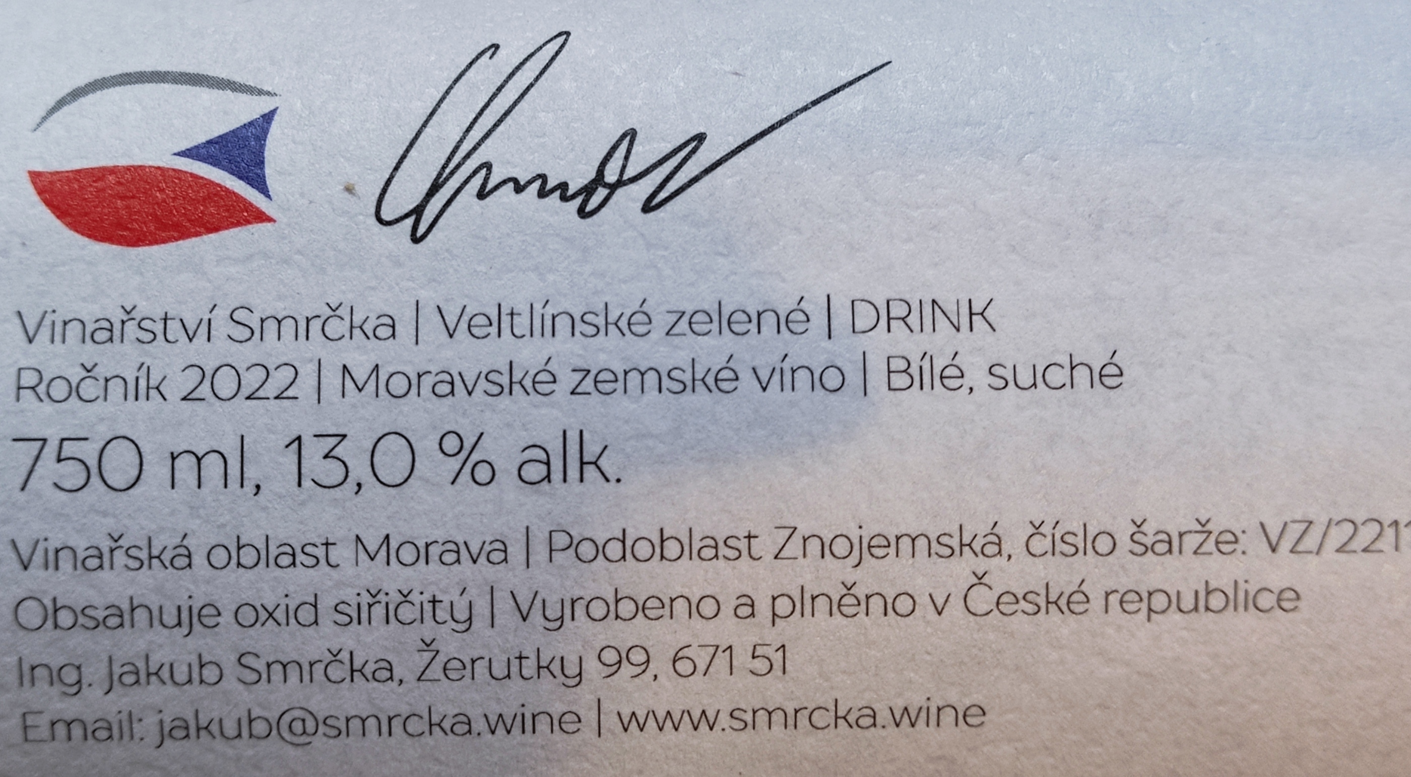 Etiketa Veltlínské zelené \