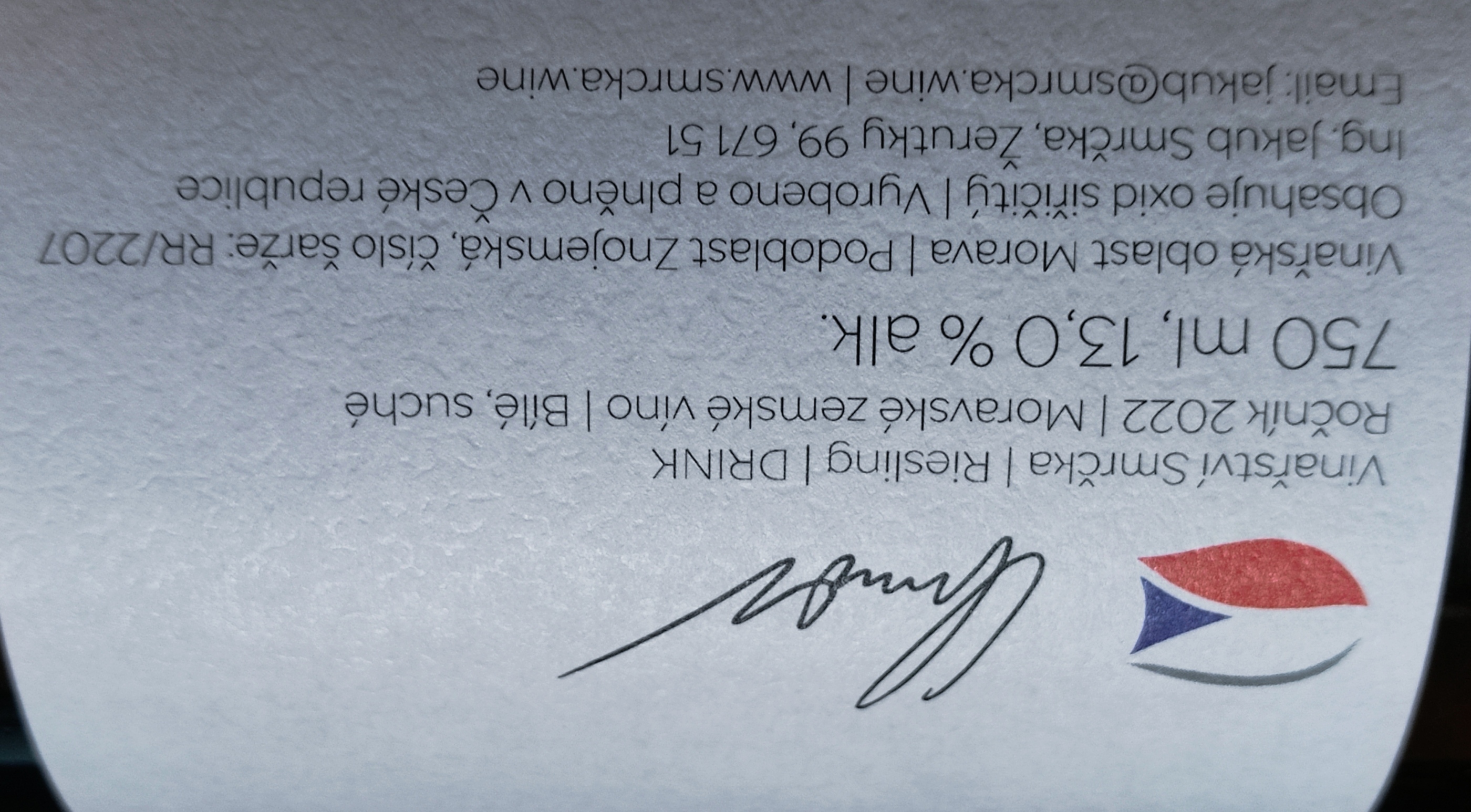 Etiketa Ryzlink rýnský \