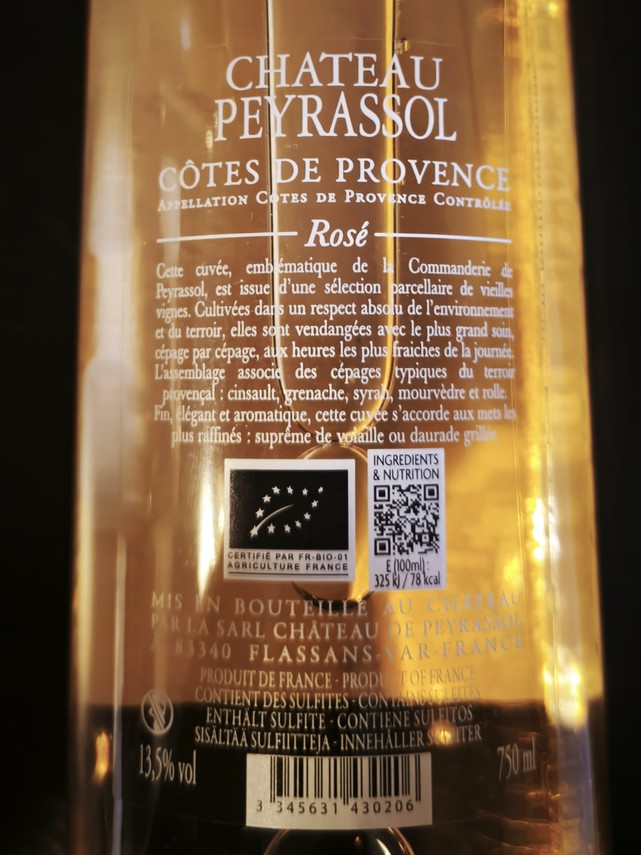 Etiketa Château Peyrassol rosé, Côtes de Provence